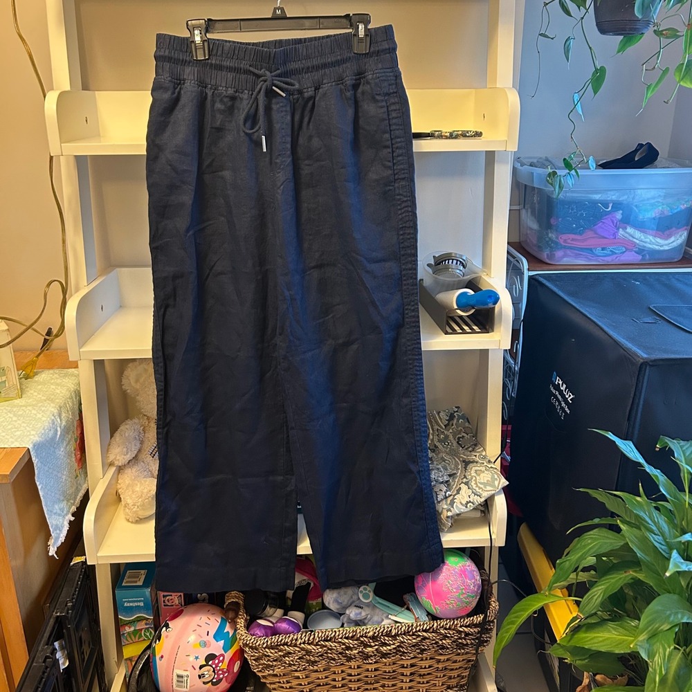 Quince 100%  Linen Wide Leg Smocked Waist Drawstring Pants Sz L Minimalist Eco‎ - Picture 3 of 4